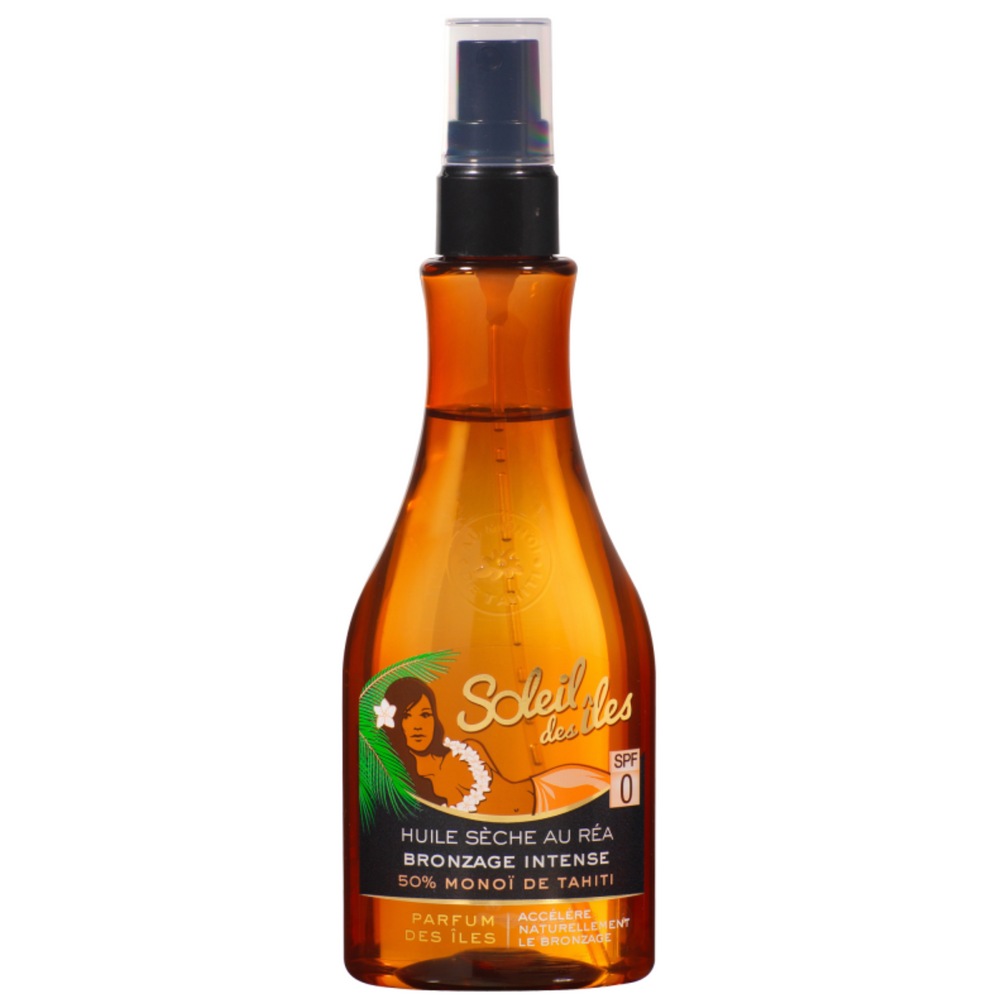 Huile sèche Réa et MonoÏ de Tahiti-Protection solaire||Sun Protection-SOLEIL DES ÎLES-150ml-0FPS-Gisèle produits de beauté