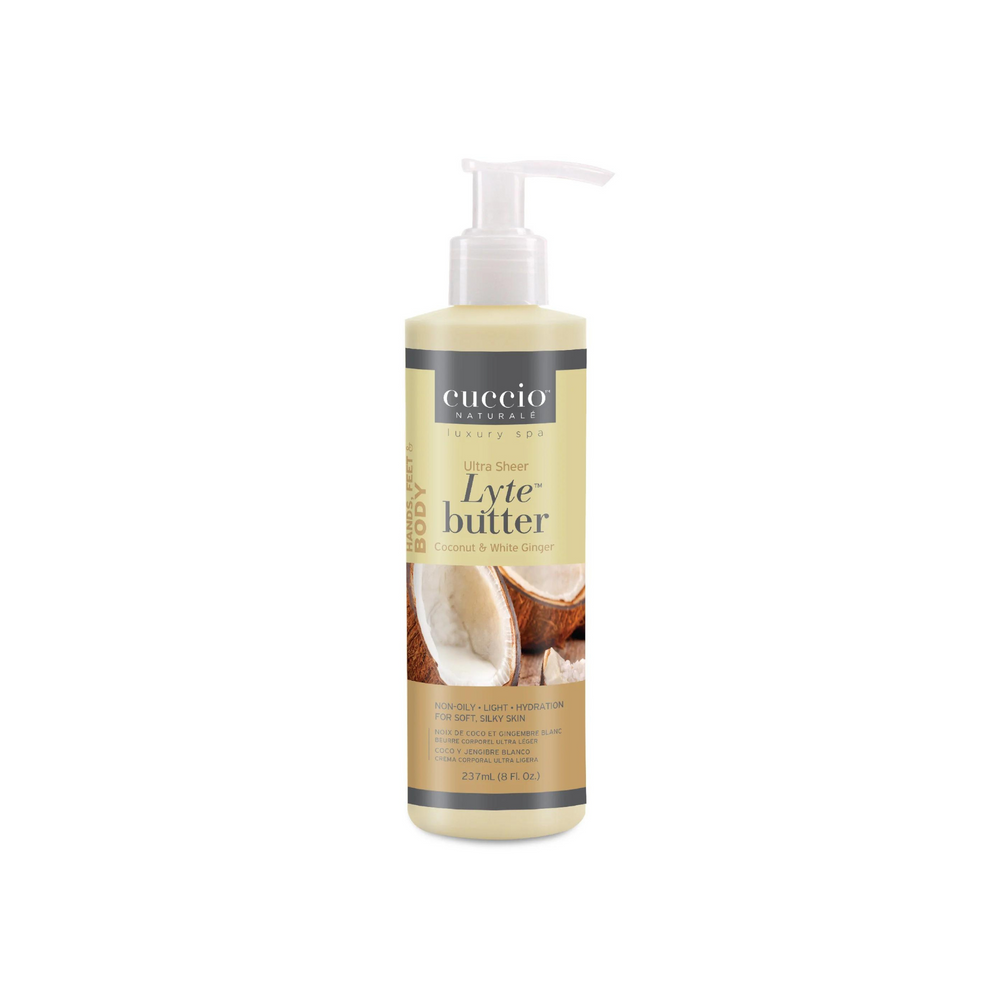 CUCCIO_Lyte Butter - Beurre corporel ultra léger_237ml-Noix de coco et gingembre blanc_Gisèle produits de beauté