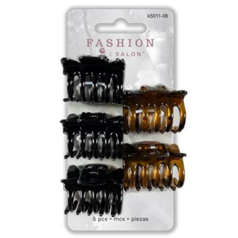 Mini Pince Fashion-Pinces, élastiques et bandeaux||Clips, Elastics & Headbands-LE SALON-5 pcs-Noir & Marbrée-Carré 1''-Gisèle produits de beauté