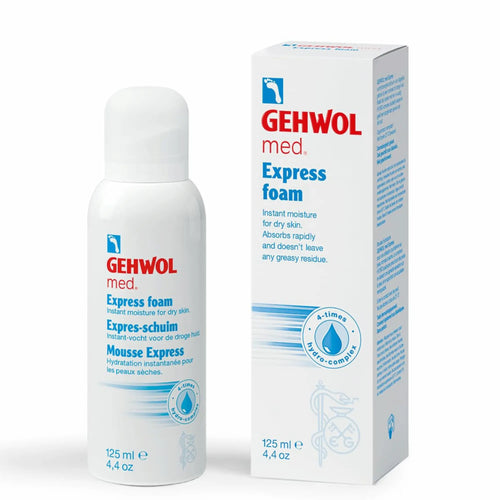 Gehwol med mousse express aerosol boite hydratation pieds secs 125ml.
