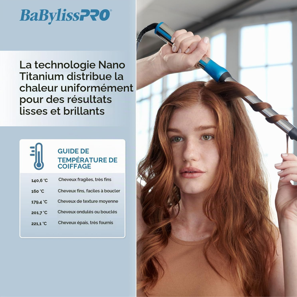 NANO TITANIUM - FER BOUCLEUR OVALE TUBE EXTRA-LONG  1-1/4"