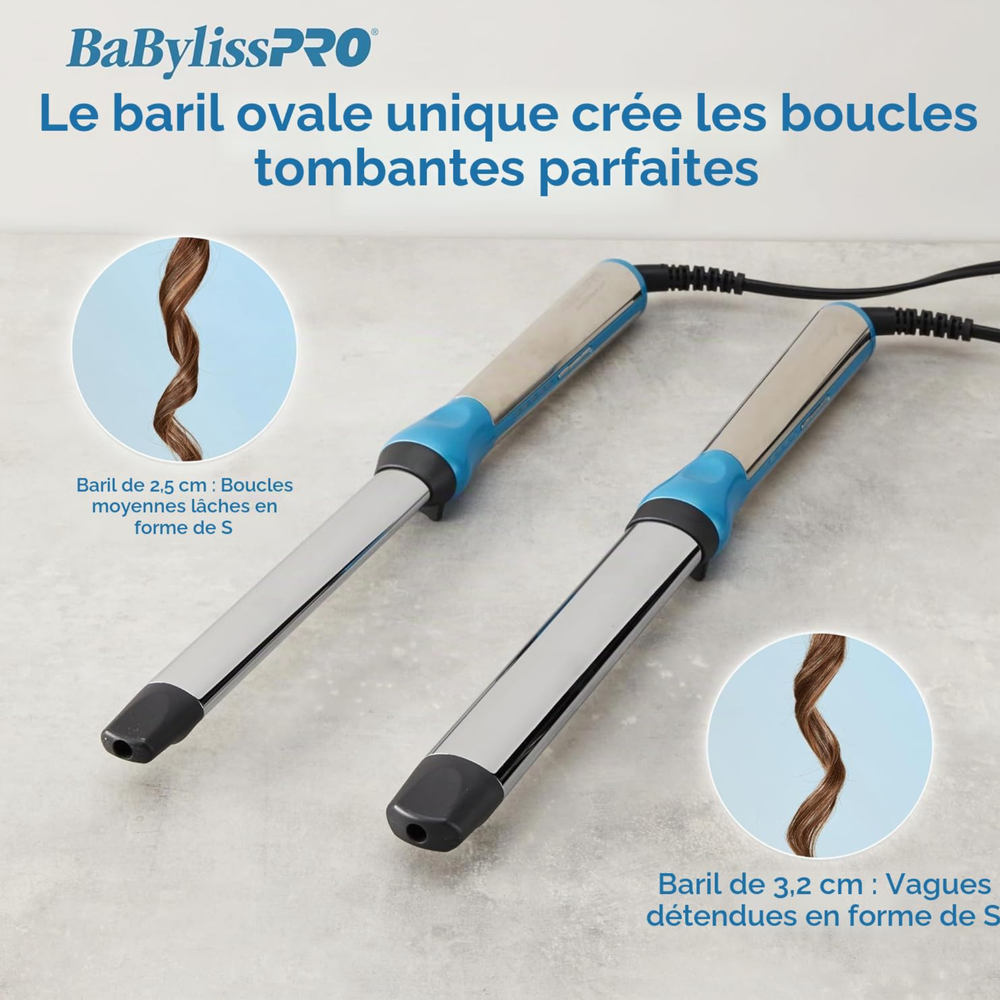 NANO TITANIUM - FER BOUCLEUR OVALE TUBE EXTRA-LONG 1"
