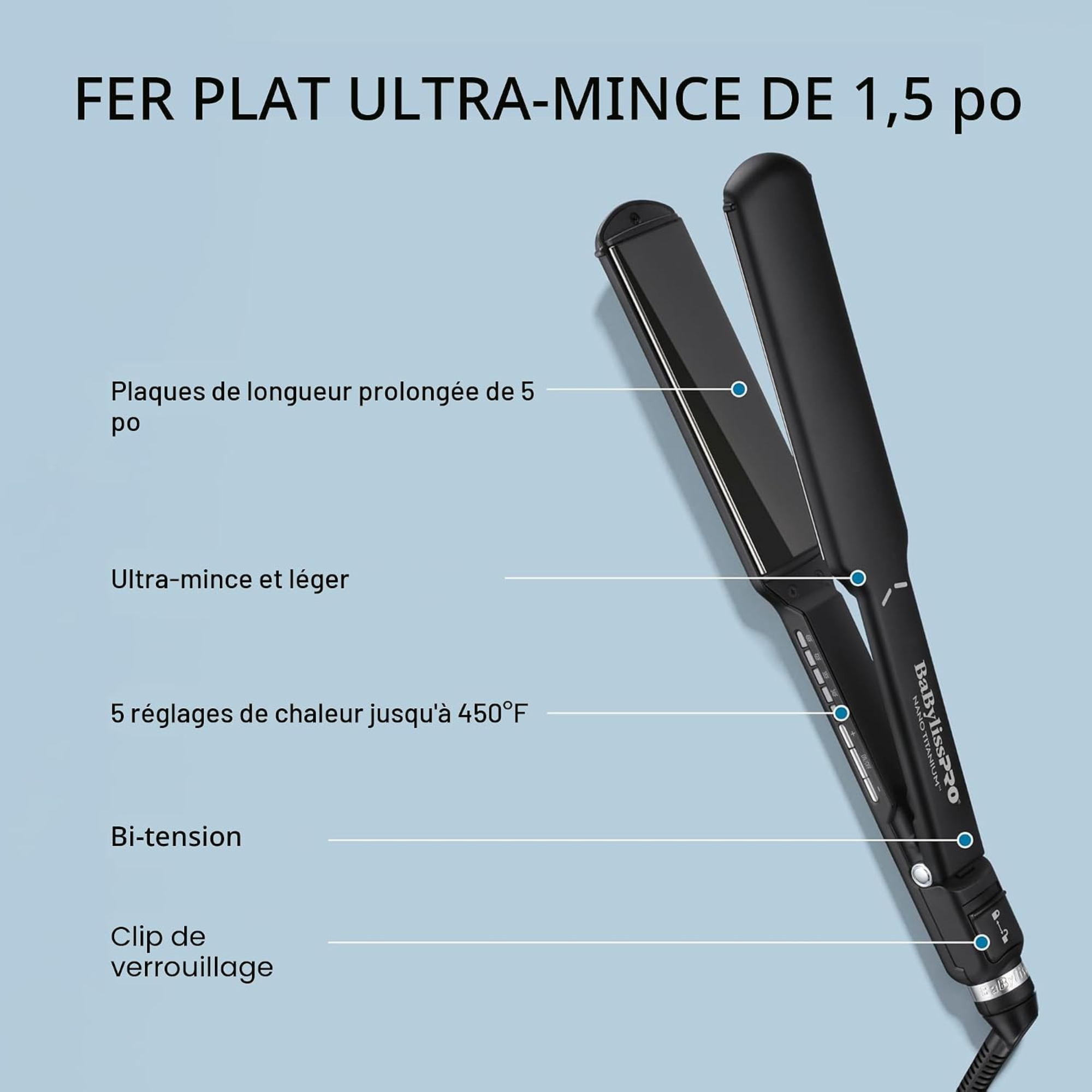 NANO TITANIUM - FER PLAT ULTRA-MINCE  1-1/2"