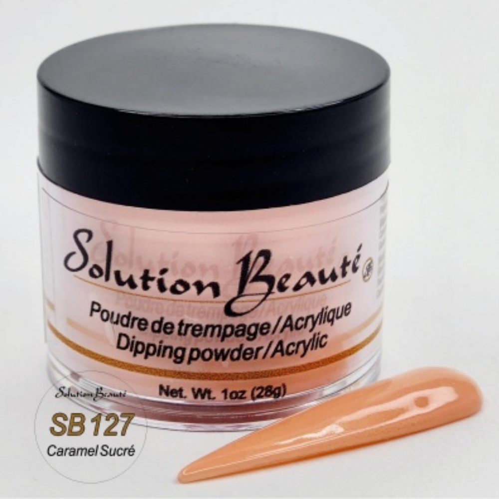 SOLUTION BEAUTÉ_Poudre pour ongles_SB127 - CARAMEL SUCRE-1oz_Gisèle produits de beauté
